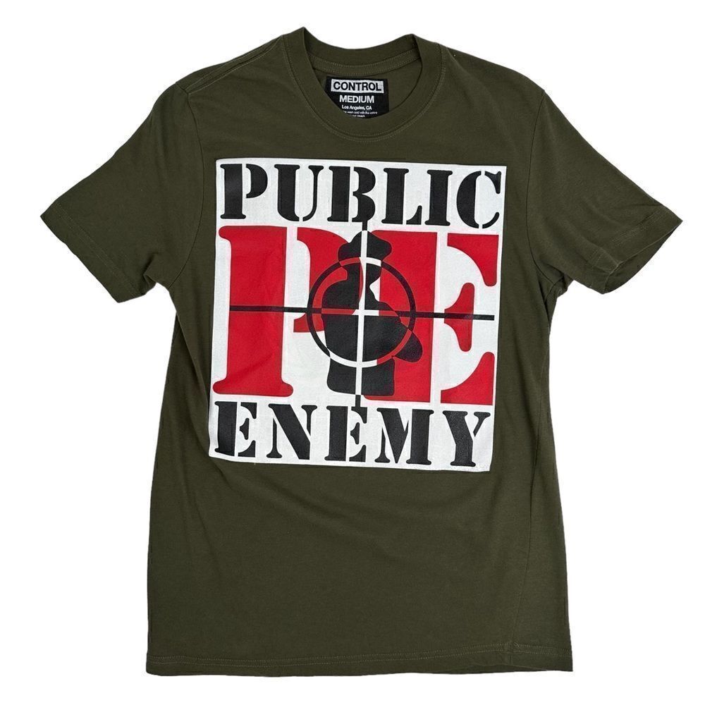 Public Enemy Mens Medium Rap Tee Crosshair Logo Control Brand